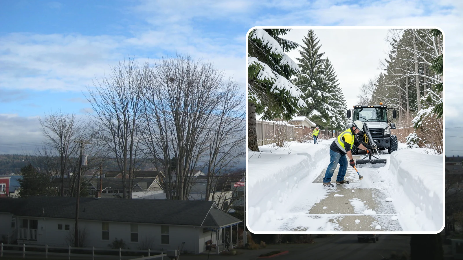 Accessible Route Clearing in Langley, Island County, WA - We clear the complete accessible route across your Western Washington property so it stays continuous and barrier-free in winter.