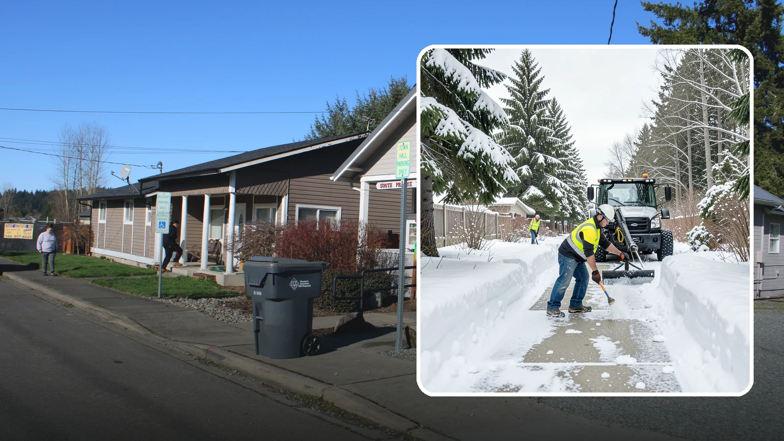 Accessible Route Clearing in South Prairie, Pierce County, WA - We clear the complete accessible route across your Western Washington property so it stays continuous and barrier-free in winter.