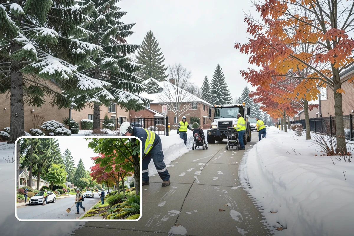 Acreage Snow Removal in Beaux Arts Village, King County, WA - Covers driveways, ring roads, and multiple structures