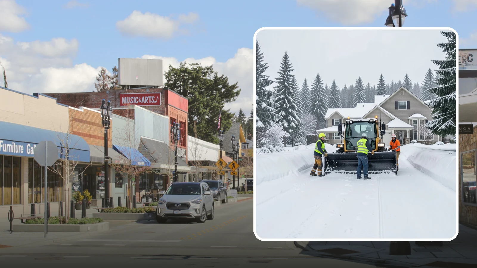 Acreage Snow Removal in Bothell, King County, WA - We clear driveways, ring roads, and equipment access across large-acreage Western Washington properties and hobby farms.