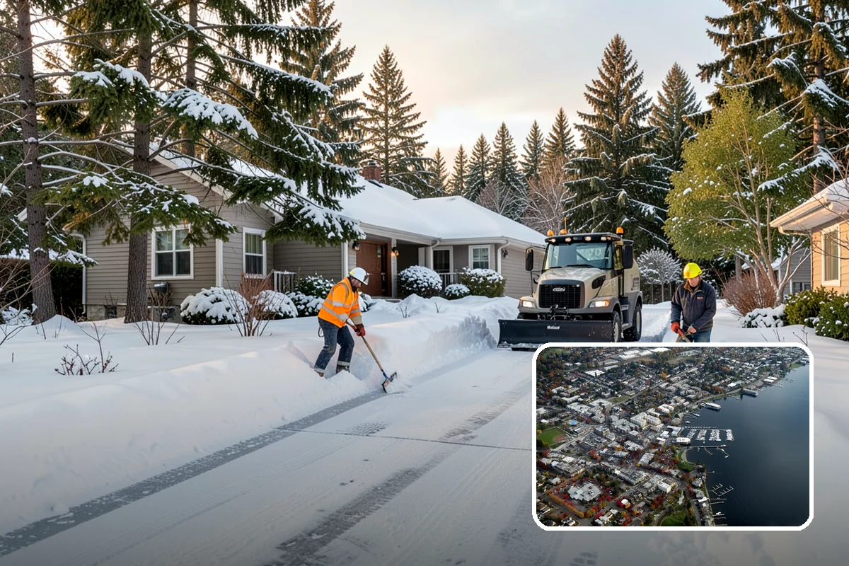 Acreage Snow Removal in Kirkland, King County, WA - Covers driveways, ring roads, and multiple structures
