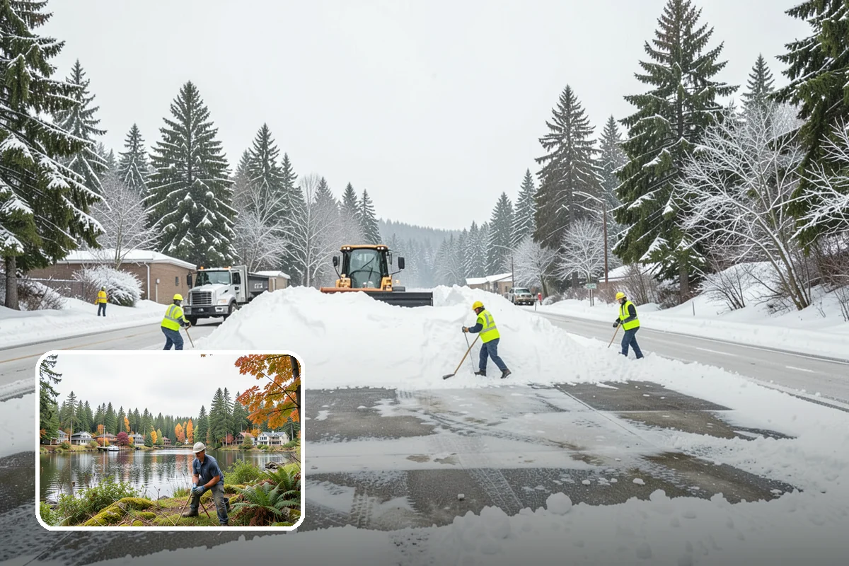Acreage Snow Removal in La Conner, Skagit County, WA - Covers driveways, ring roads, and multiple structures