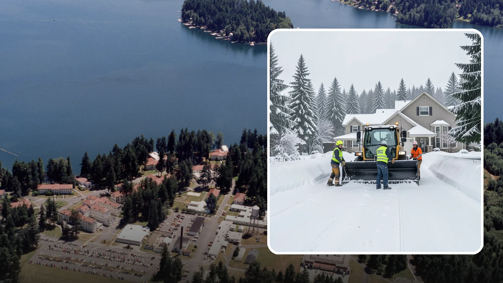 Acreage Snow Removal in Lakewood, Pierce County, WA - We clear driveways, ring roads, and equipment access across large-acreage Western Washington properties and hobby farms.