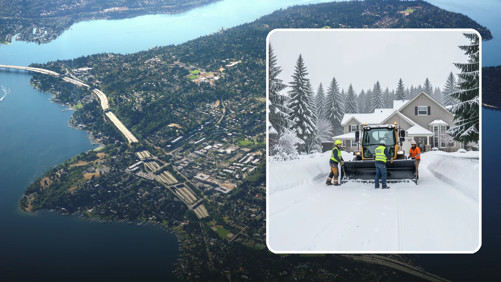 Acreage Snow Removal in Mercer Island, King County, WA - We clear driveways, ring roads, and equipment access across large-acreage Western Washington properties and hobby farms.