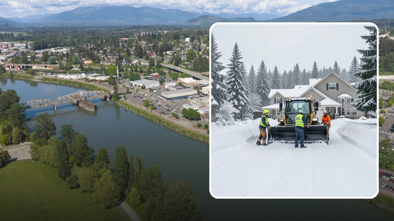 Acreage Snow Removal in Mount Vernon, Skagit County, WA - We clear driveways, ring roads, and equipment access across large-acreage Western Washington properties and hobby farms.