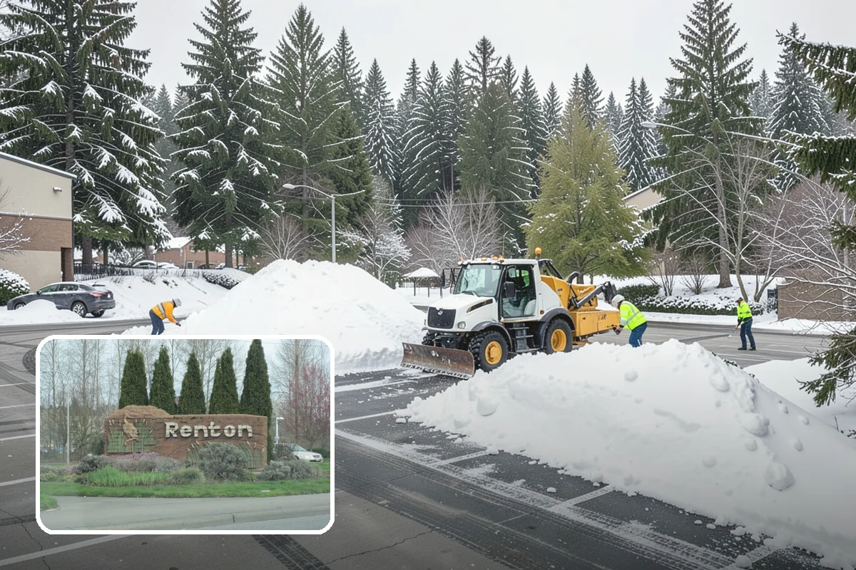 Acreage Snow Removal in Renton, King County, WA - Covers driveways, ring roads, and multiple structures