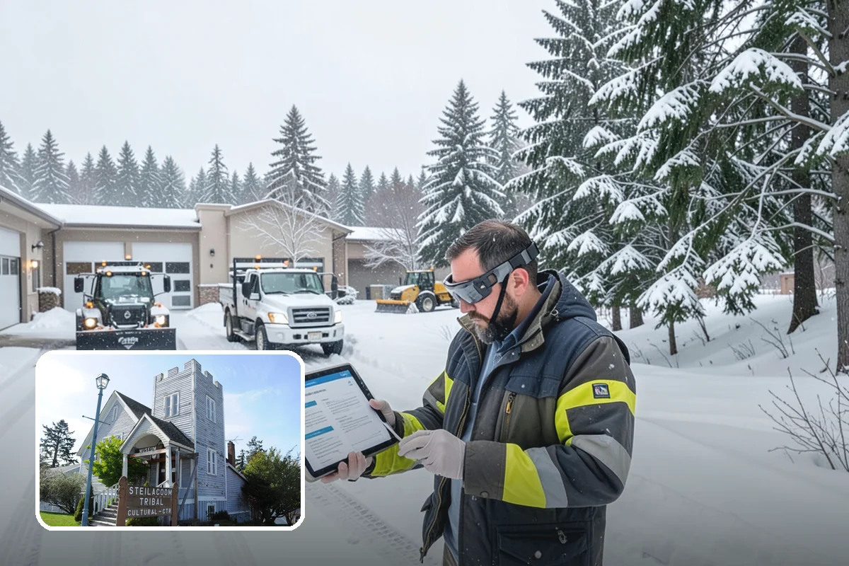 Acreage Snow Removal in Steilacoom, Pierce County, WA - Covers driveways, ring roads, and multiple structures