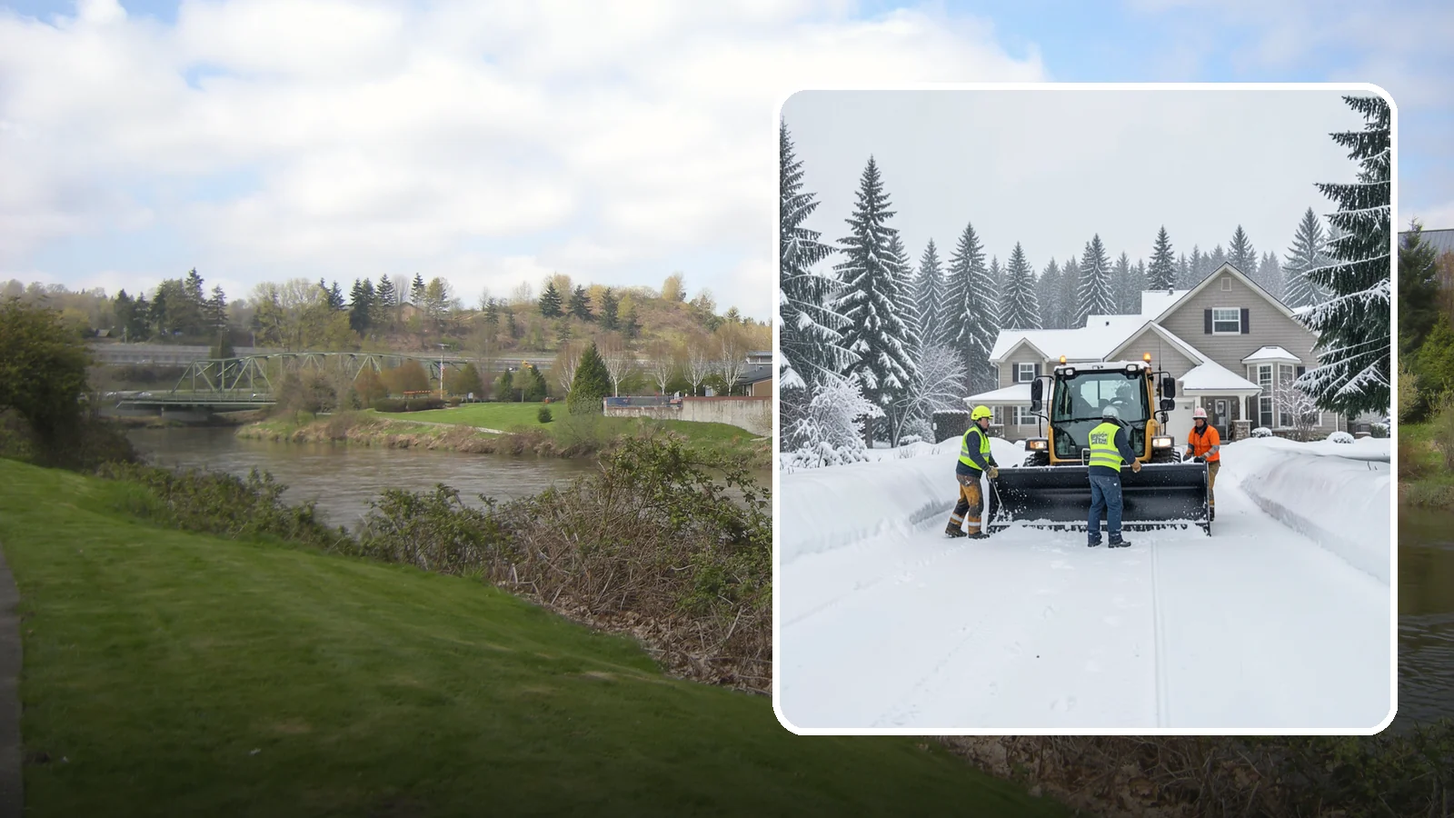 Acreage Snow Removal in Tukwila, King County, WA - We clear driveways, ring roads, and equipment access across large-acreage Western Washington properties and hobby farms.