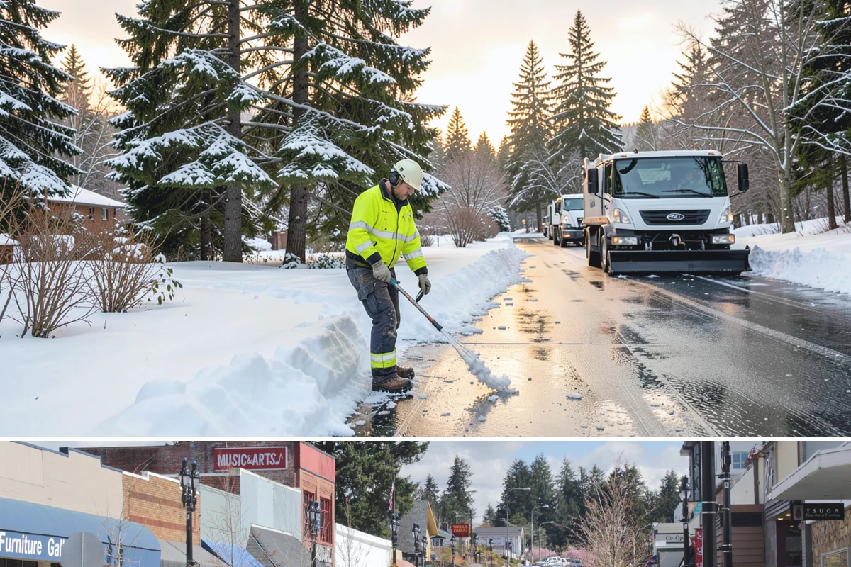ADA Access Clearing in Bothell, King County, WA - Prioritized before opening hours after every snow event throughout our November-to-March winter.