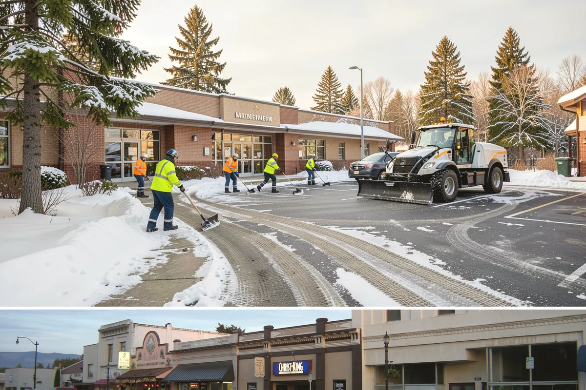 ADA Access Clearing in Burlington, Skagit County, WA - Prioritized before opening hours after every snow event throughout our November-to-March winter.