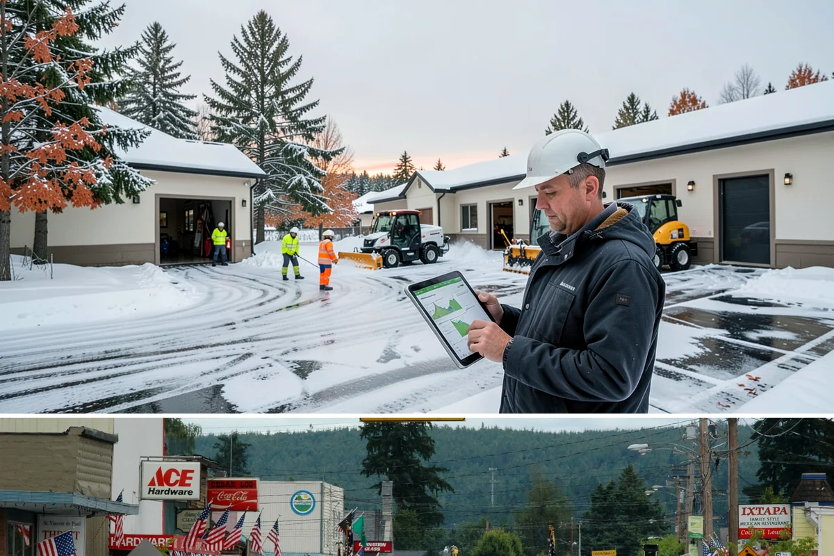 ADA Access Clearing in Carnation, King County, WA - Prioritized before opening hours after every snow event throughout our November-to-March winter.