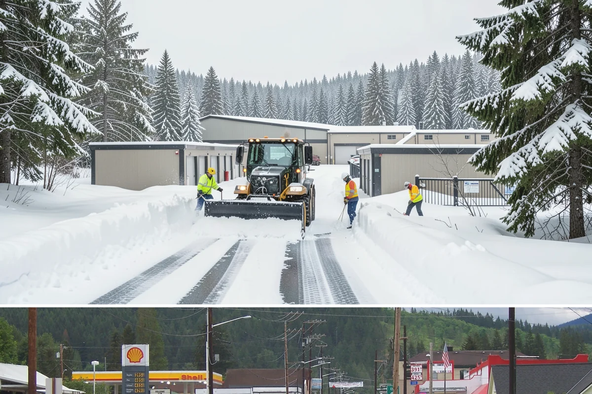 ADA Access Clearing in Granite Falls, Snohomish County, WA - Prioritized before opening hours after every snow event throughout our November-to-March winter.