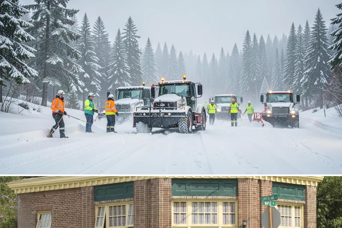 ADA Access Clearing in Hamilton, Skagit County, WA - Prioritized before opening hours after every snow event throughout our November-to-March winter.