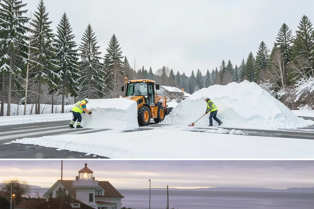 ADA Access Clearing in Mukilteo, Snohomish County, WA - Prioritized before opening hours after every snow event throughout our November-to-March winter.