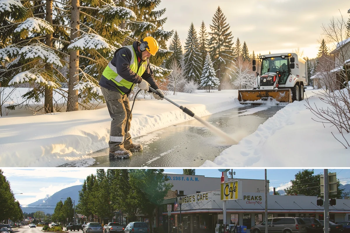 ADA Access Clearing in North Bend, King County, WA - Prioritized before opening hours after every snow event throughout our November-to-March winter.