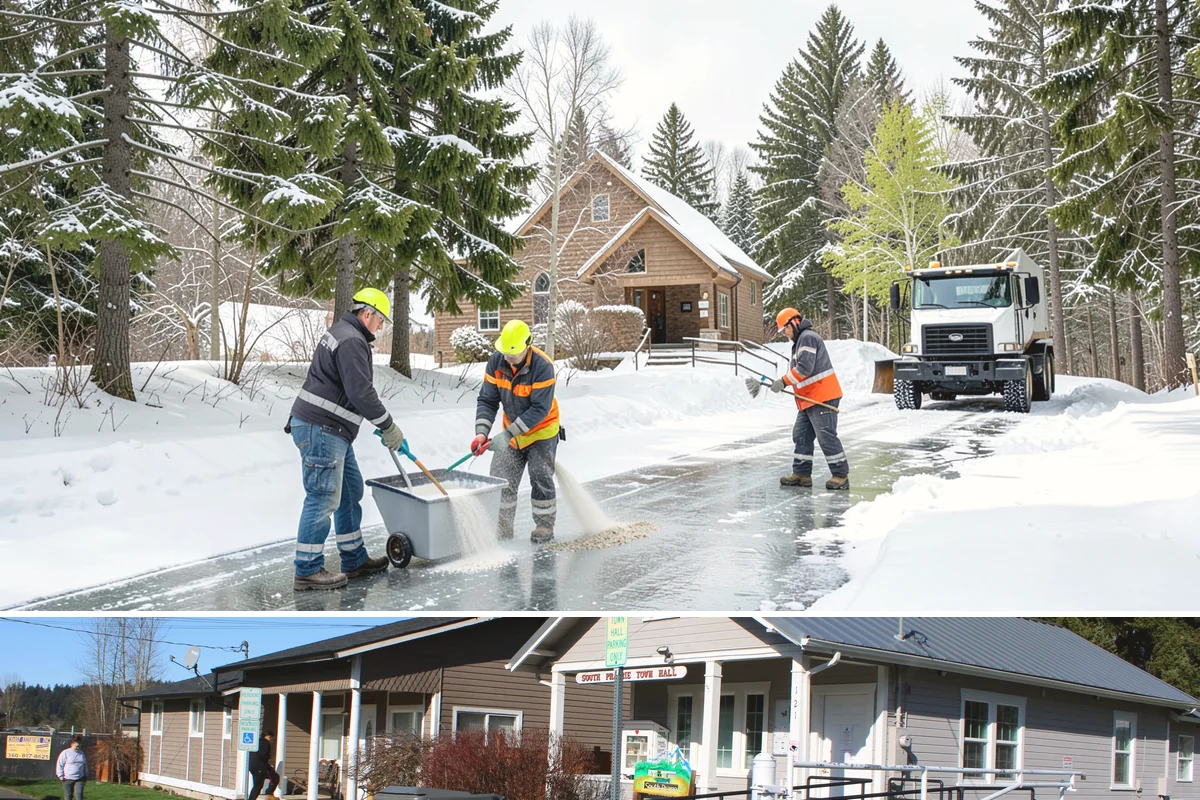 ADA Access Clearing in South Prairie, Pierce County, WA - Prioritized before opening hours after every snow event throughout our November-to-March winter.
