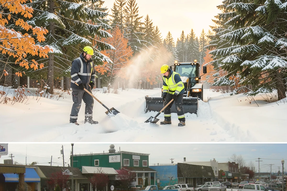 ADA Access Clearing in Stanwood, Snohomish County, WA - Prioritized before opening hours after every snow event throughout our November-to-March winter.