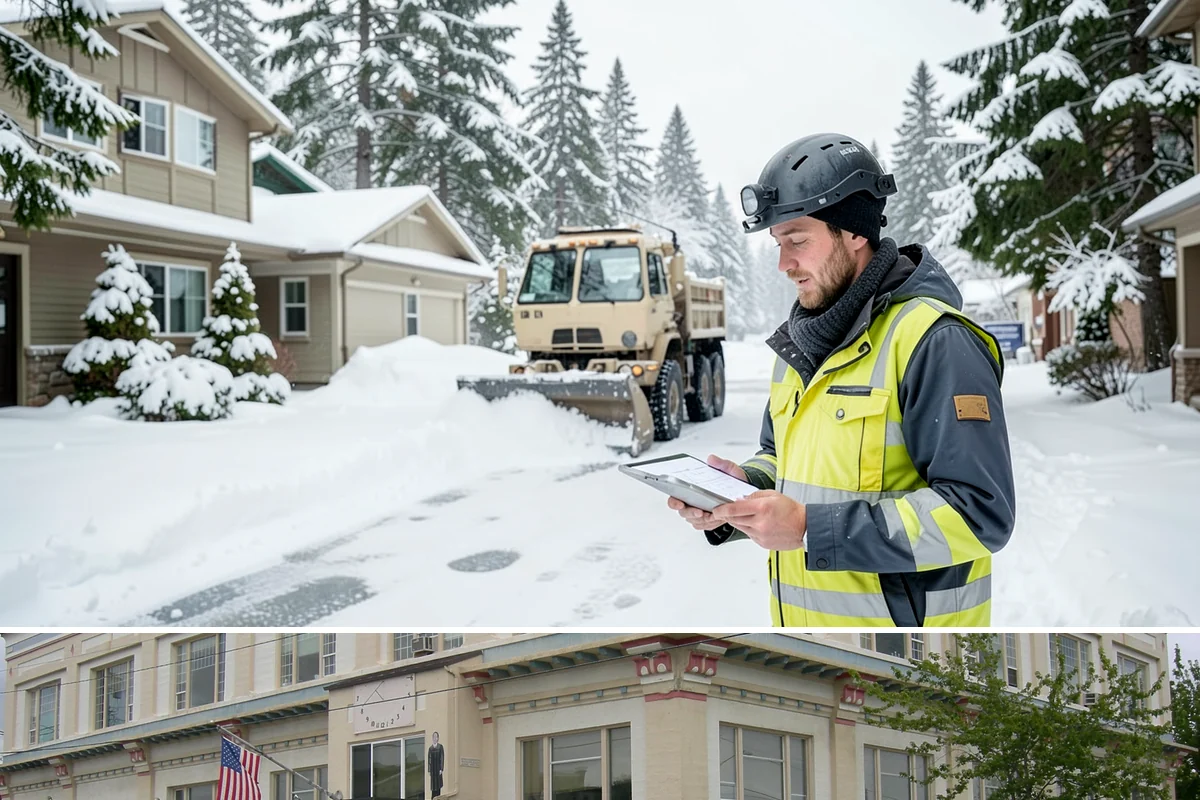 ADA Sidewalk Clearing in Anacortes, Skagit County, WA - ADA sidewalk clearing is required after every snowfall through the winter season.