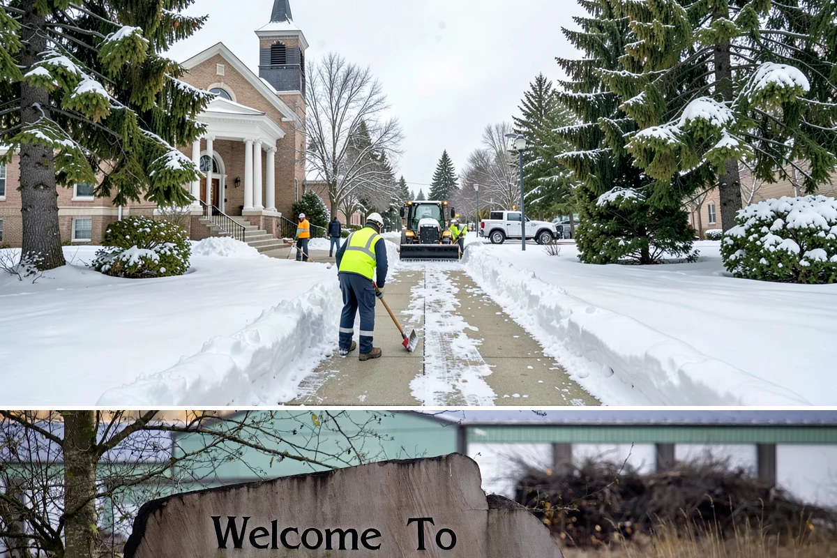 ADA Sidewalk Clearing in Buckley, Pierce County, WA - ADA sidewalk clearing is required after every snowfall through the winter season.