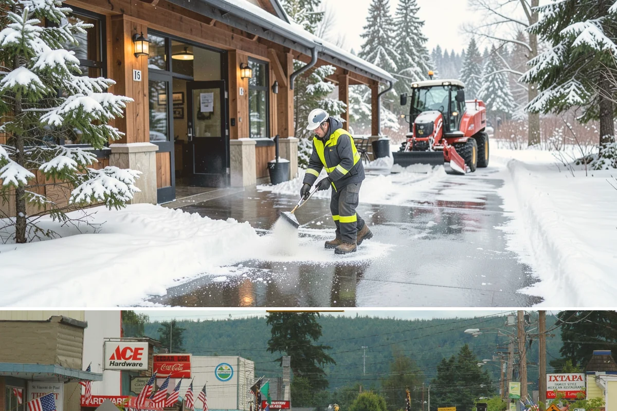 ADA Sidewalk Clearing in Carnation, King County, WA - ADA sidewalk clearing is required after every snowfall through the winter season.