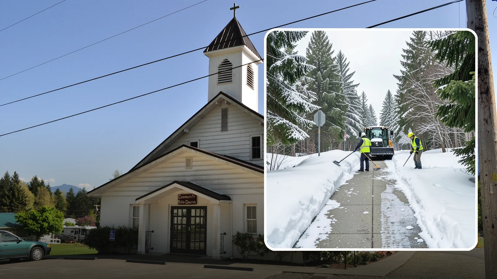 ADA Sidewalk Clearing in Concrete, Skagit County, WA - We clear sidewalks to ADA standards so ramps, routes, and access points stay usable in winter.