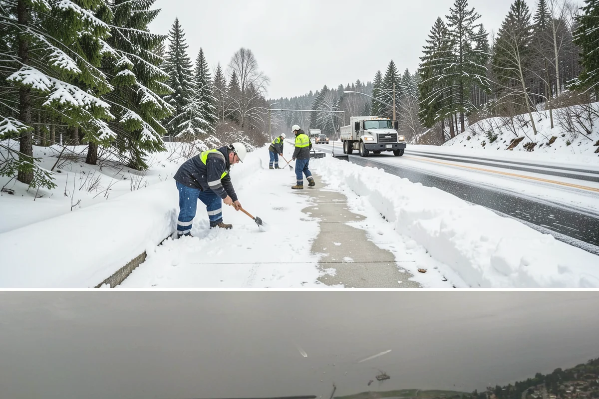ADA Sidewalk Clearing in Des Moines, King County, WA - ADA sidewalk clearing is required after every snowfall through the winter season.