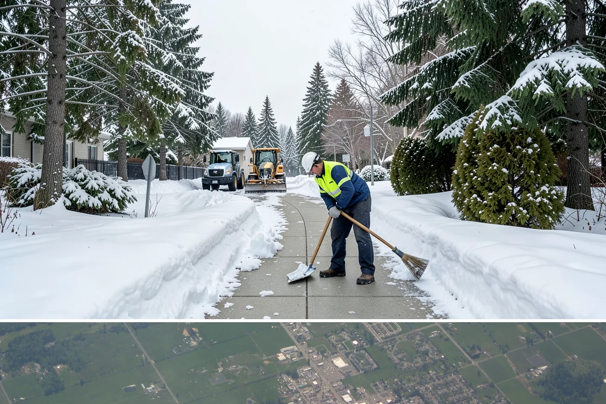 ADA Sidewalk Clearing in Enumclaw, King County, WA - ADA sidewalk clearing is required after every snowfall through the winter season.