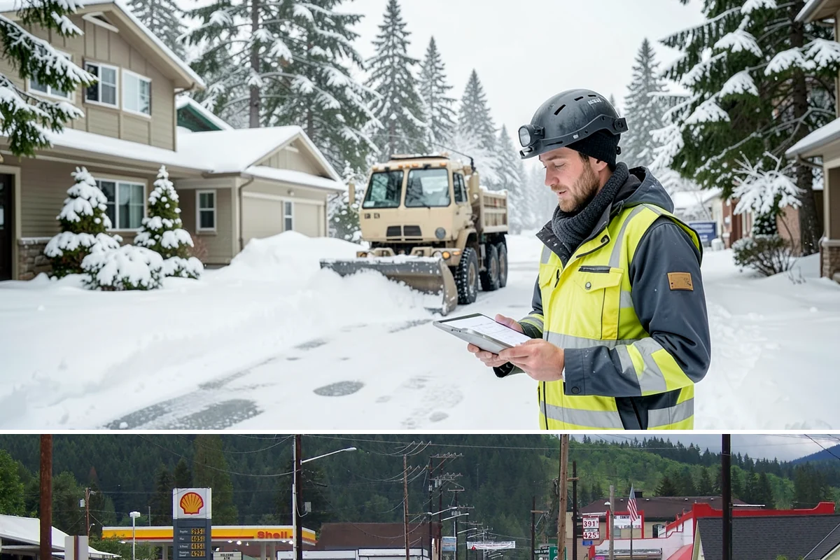ADA Sidewalk Clearing in Granite Falls, Snohomish County, WA - ADA sidewalk clearing is required after every snowfall through the winter season.