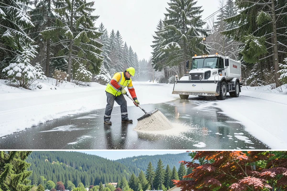 ADA Sidewalk Clearing in Index, Snohomish County, WA - ADA sidewalk clearing is required after every snowfall through the winter season.