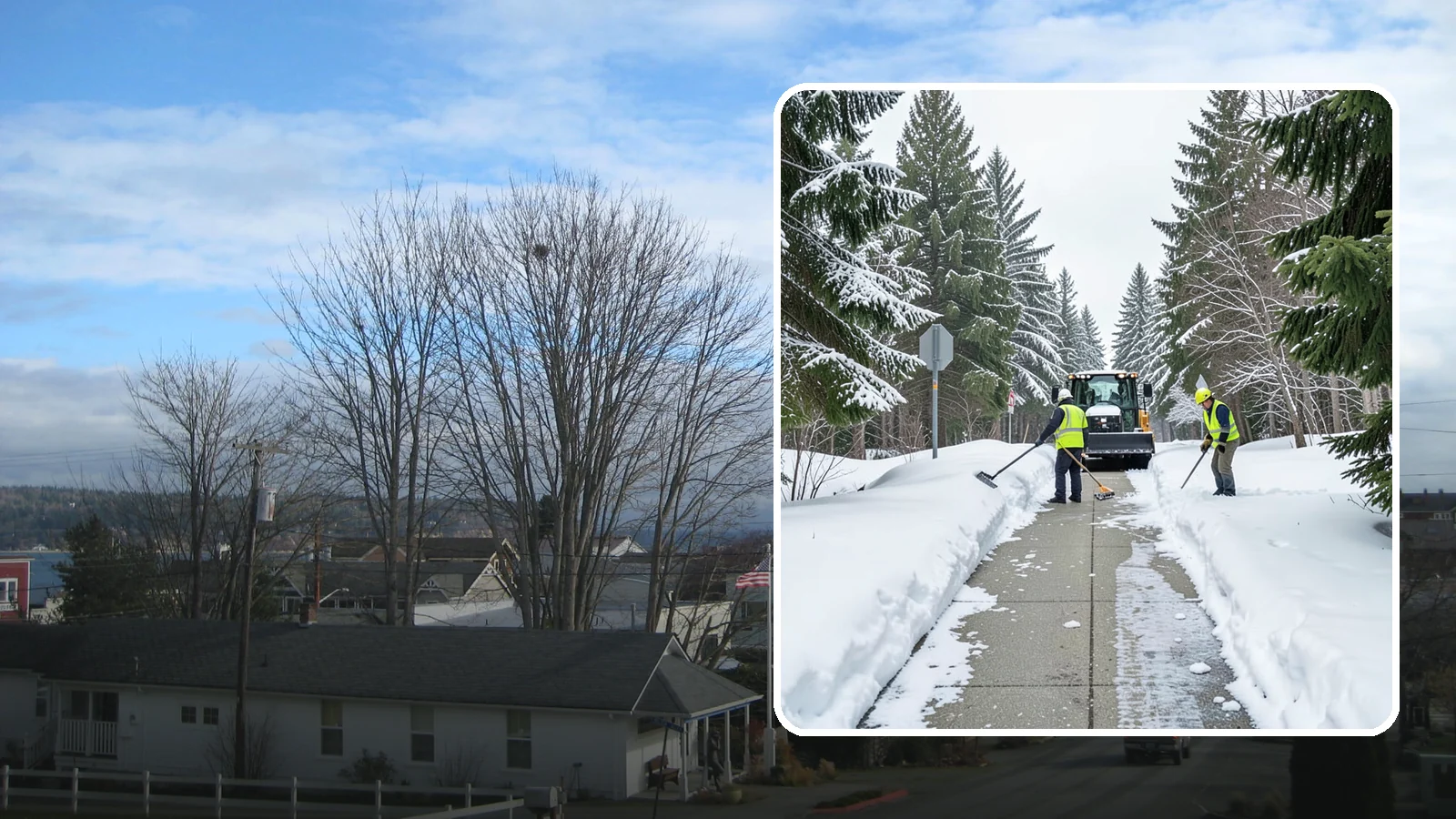 ADA Sidewalk Clearing in Langley, Island County, WA - We clear sidewalks to ADA standards so ramps, routes, and access points stay usable in winter.