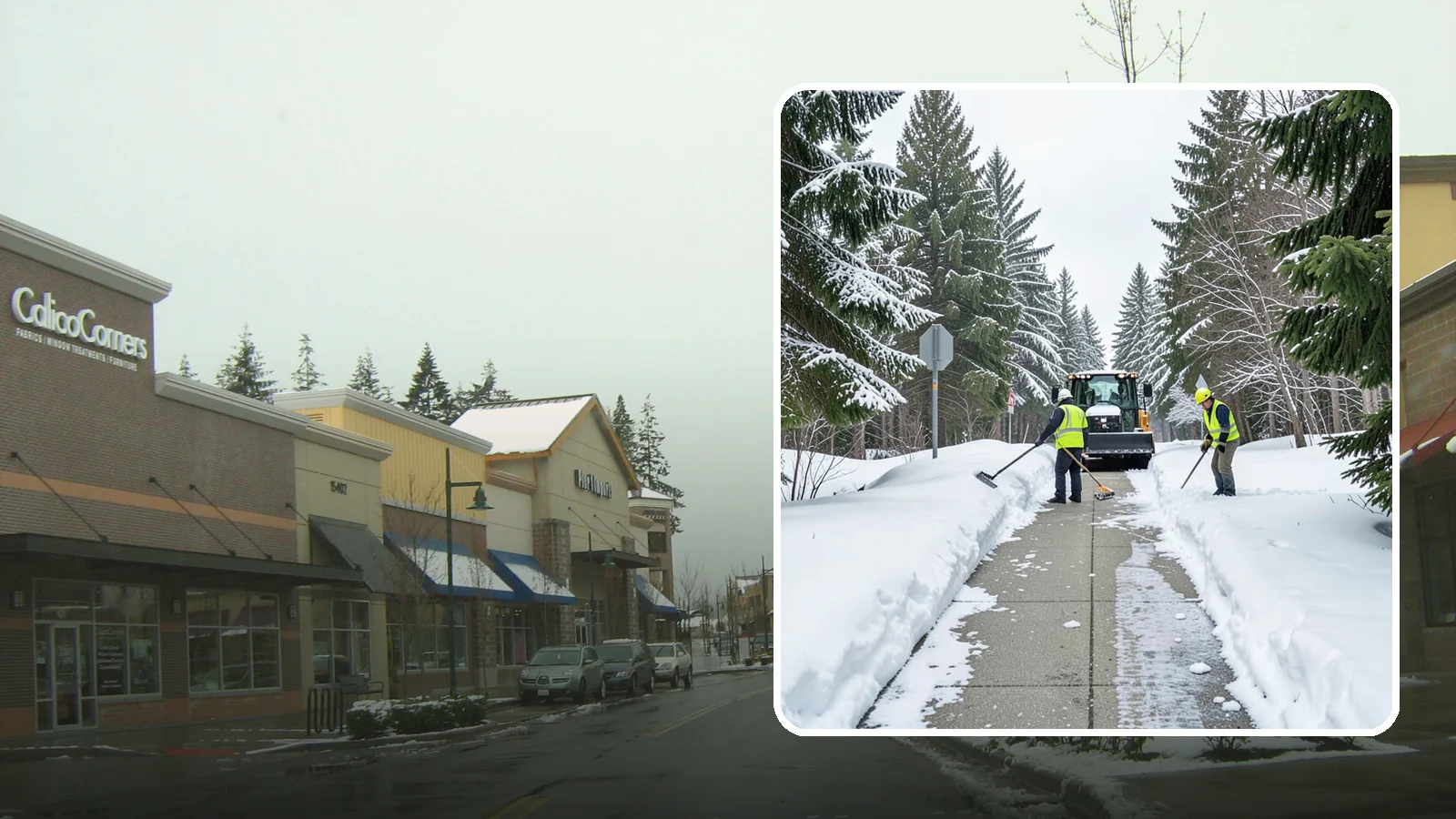 ADA Sidewalk Clearing in Mill Creek, Snohomish County, WA - We clear sidewalks to ADA standards so ramps, routes, and access points stay usable in winter.