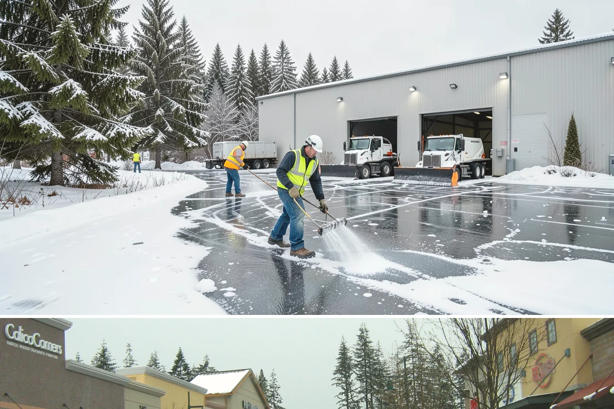 ADA Sidewalk Clearing in Mill Creek, Snohomish County, WA - ADA sidewalk clearing is required after every snowfall through the winter season.