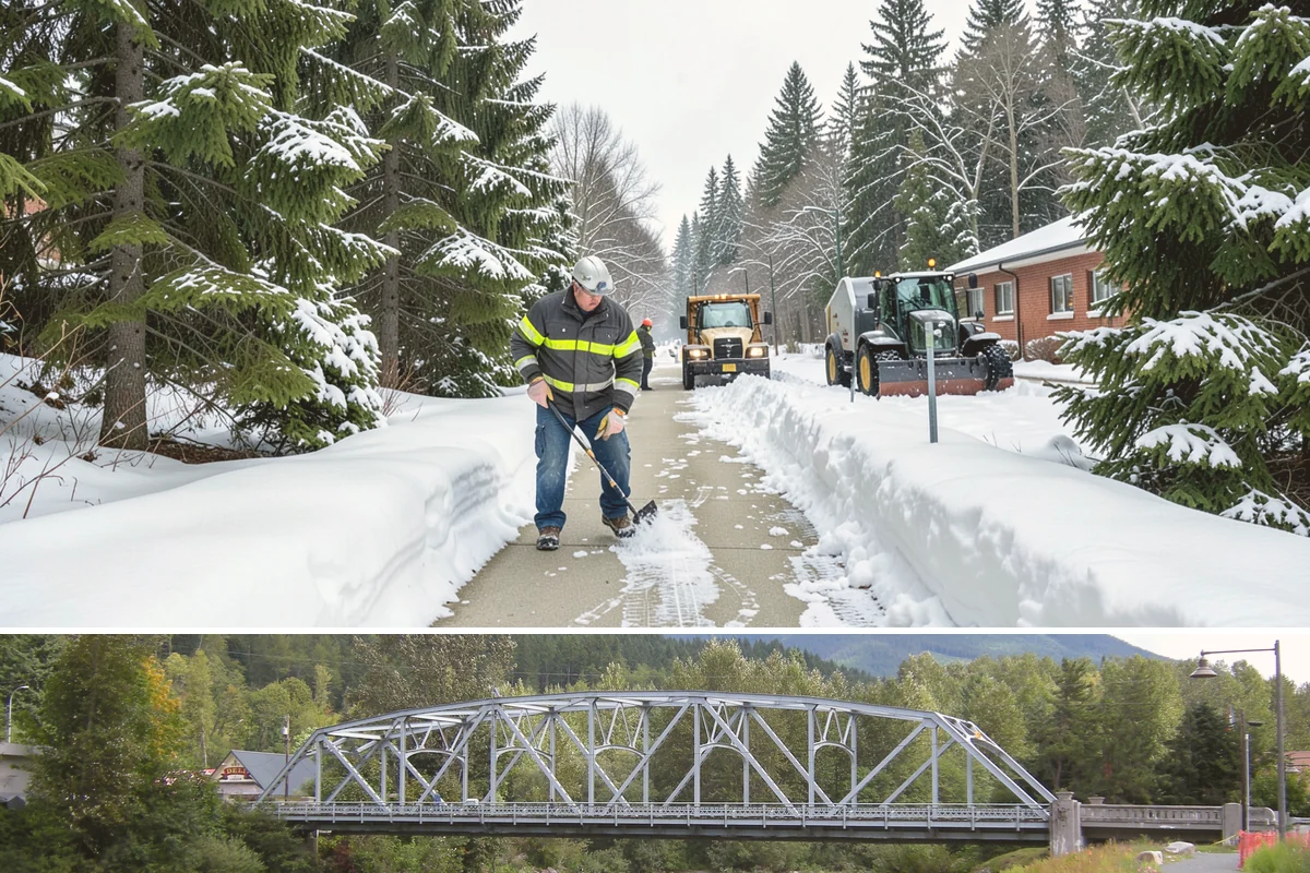 ADA Sidewalk Clearing in Skykomish, King County, WA - ADA sidewalk clearing is required after every snowfall through the winter season.