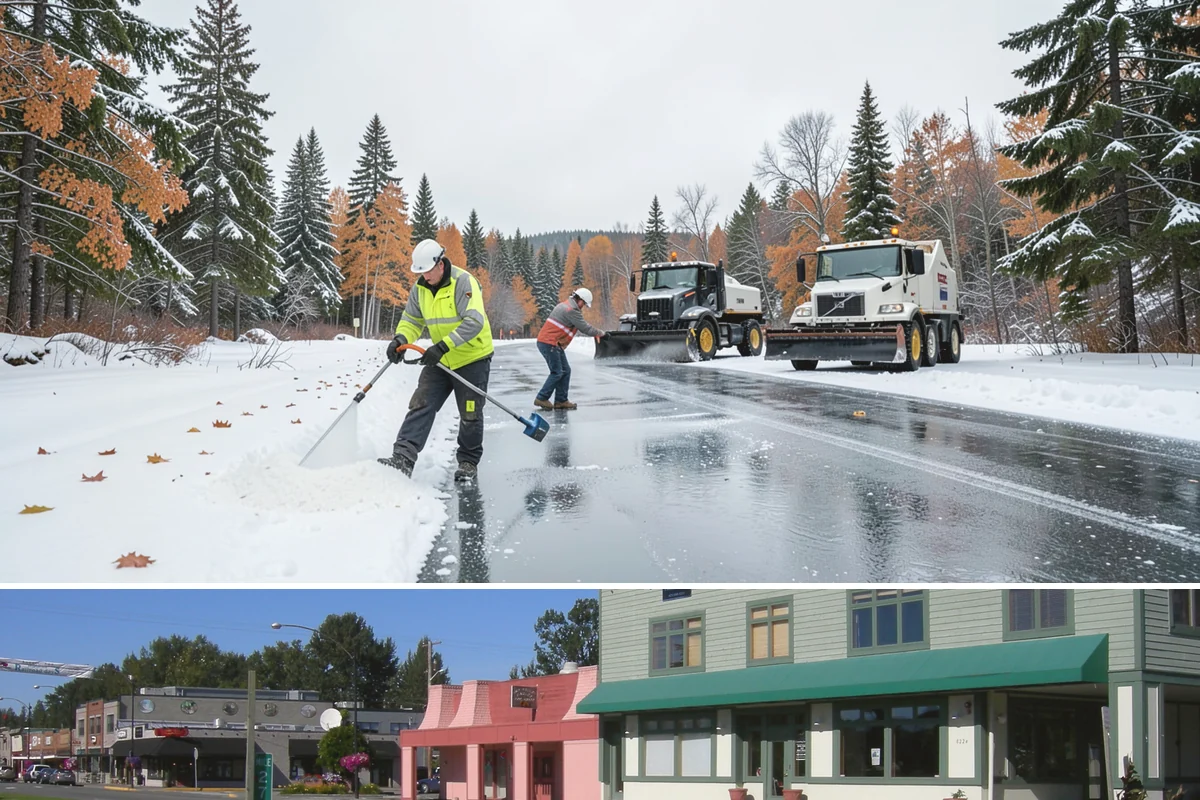 ADA Sidewalk Clearing in Snoqualmie, King County, WA - ADA sidewalk clearing is required after every snowfall through the winter season.