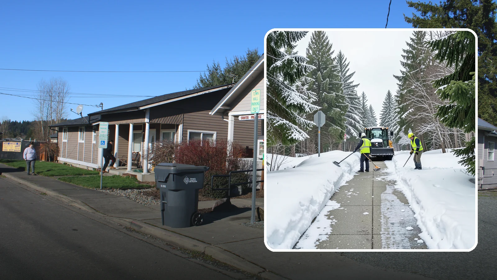 ADA Sidewalk Clearing in South Prairie, Pierce County, WA - We clear sidewalks to ADA standards so ramps, routes, and access points stay usable in winter.