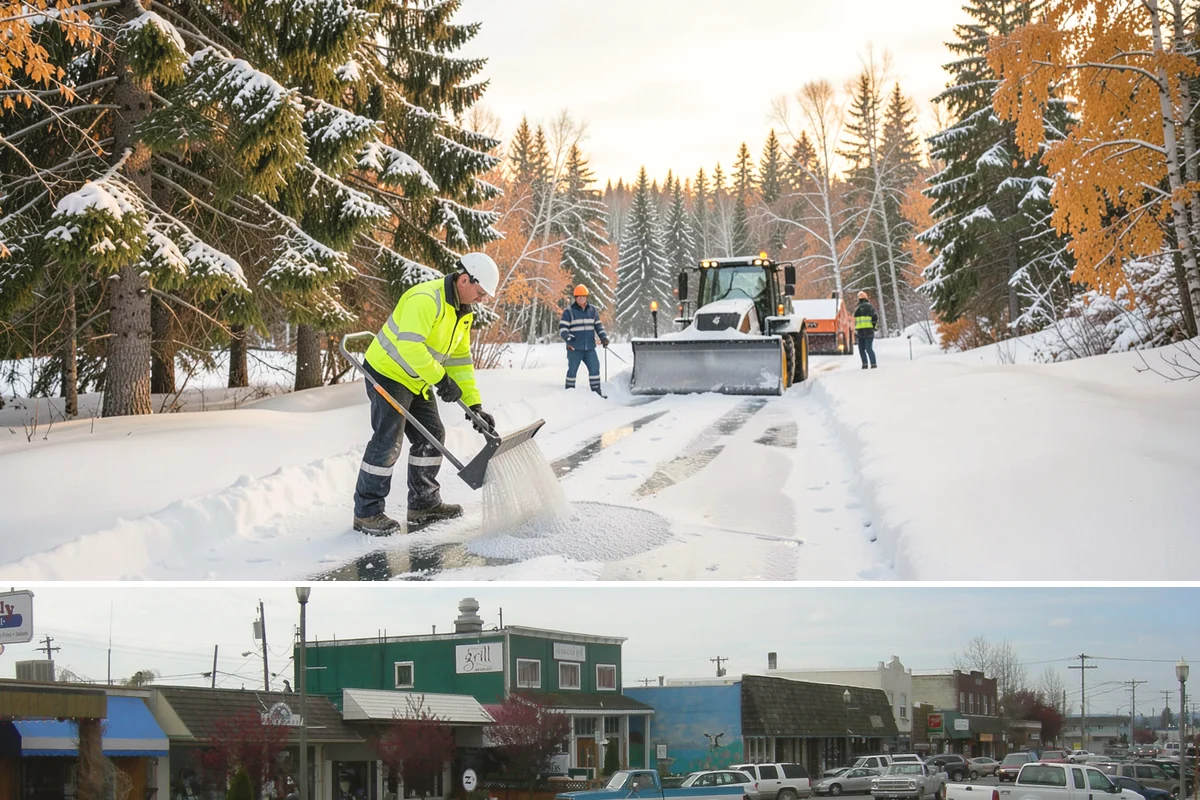 ADA Sidewalk Clearing in Stanwood, Snohomish County, WA - ADA sidewalk clearing is required after every snowfall through the winter season.