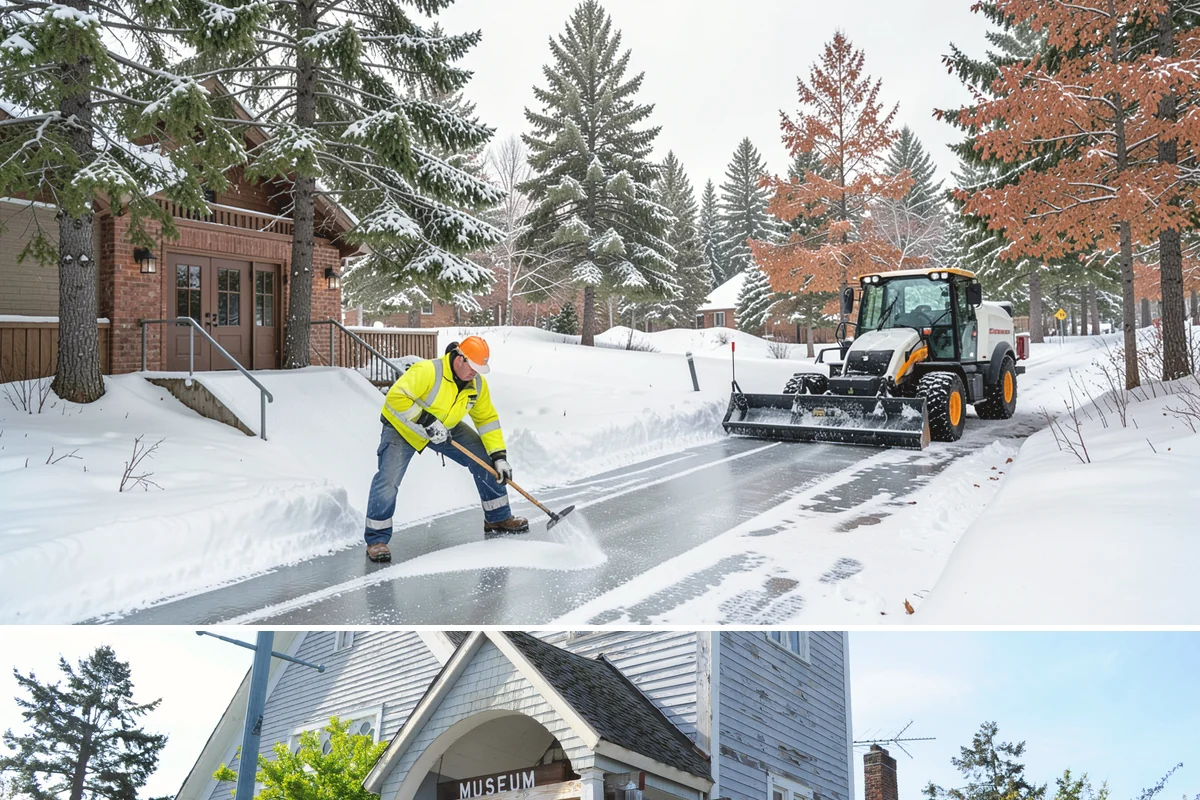 ADA Sidewalk Clearing in Steilacoom, Pierce County, WA - ADA sidewalk clearing is required after every snowfall through the winter season.