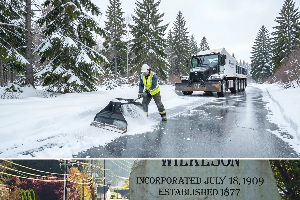 ADA Sidewalk Clearing in Wilkeson, Pierce County, WA - ADA sidewalk clearing is required after every snowfall through the winter season.