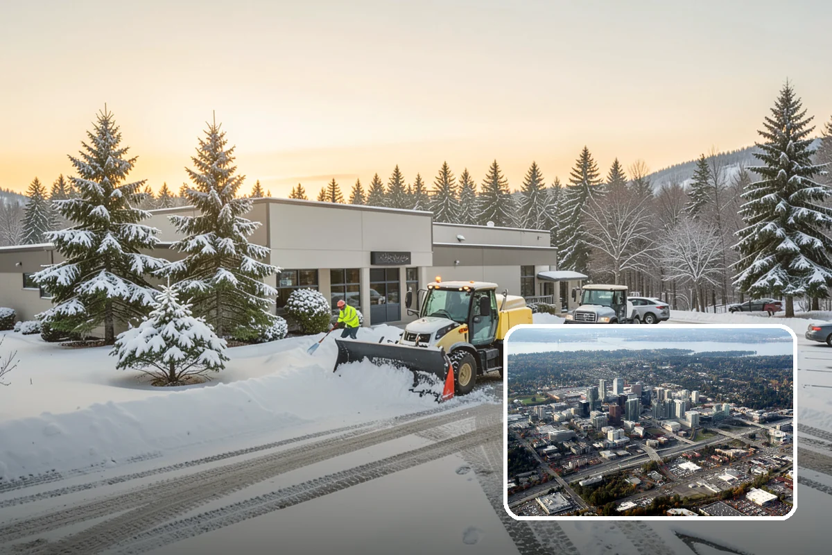 After-Hours Snow Removal in Bellevue, King County, WA - Clearing completed before the next business day