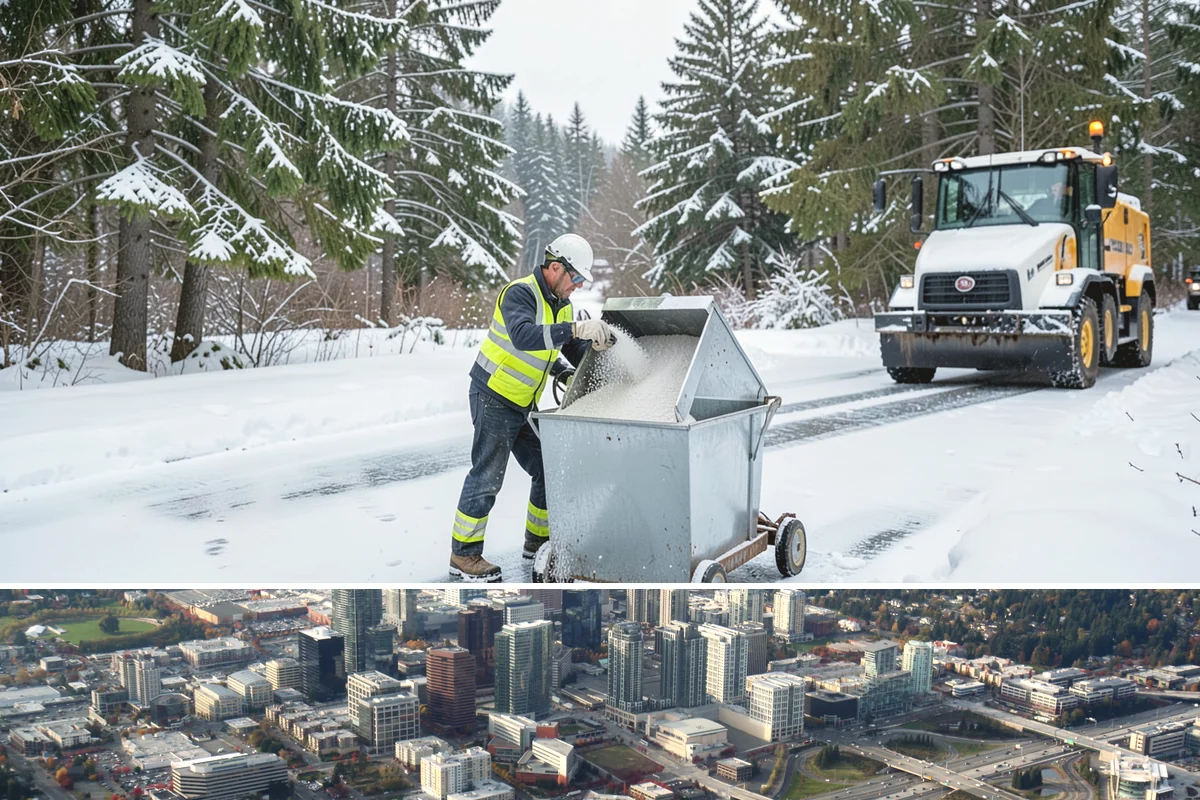 After-Hours Snow Removal in Bellevue, King County, WA - This service is in highest demand during December and January, when evening snow and hard overnight freezes coincide.