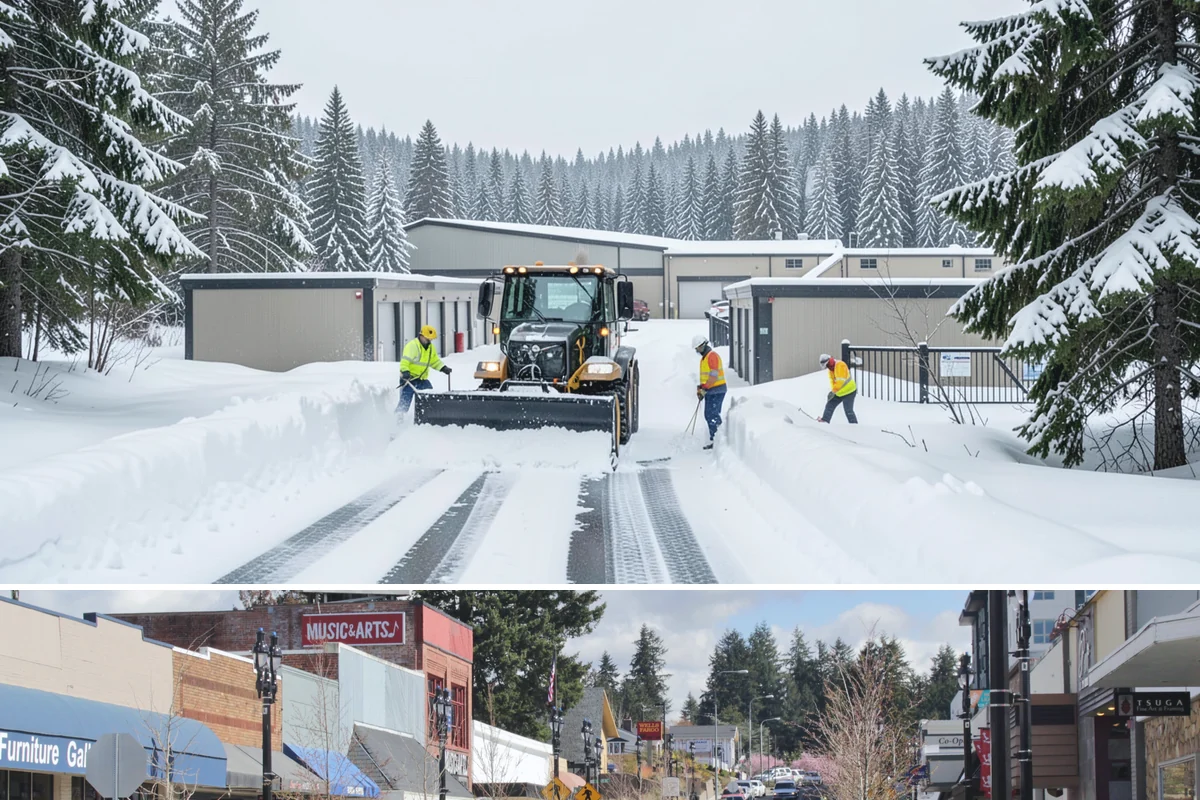 After-Hours Snow Removal in Bothell, King County, WA - This service is in highest demand during December and January, when evening snow and hard overnight freezes coincide.