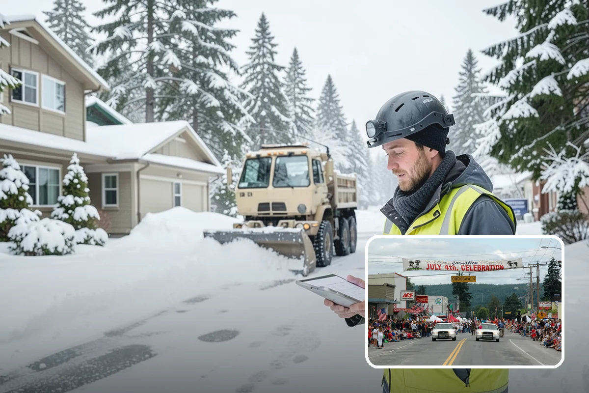 After-Hours Snow Removal in Carnation, King County, WA - Clearing completed before the next business day
