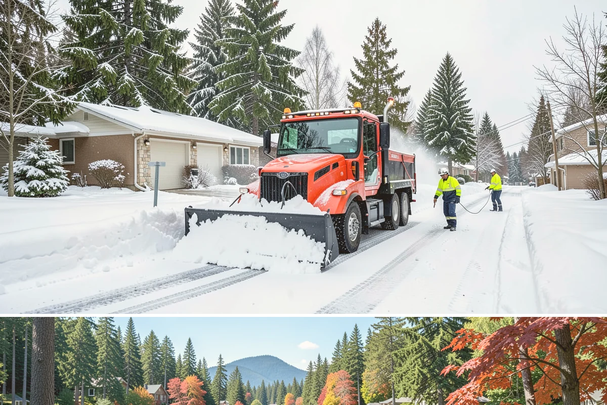After-Hours Snow Removal in Covington, King County, WA - This service is in highest demand during December and January, when evening snow and hard overnight freezes coincide.