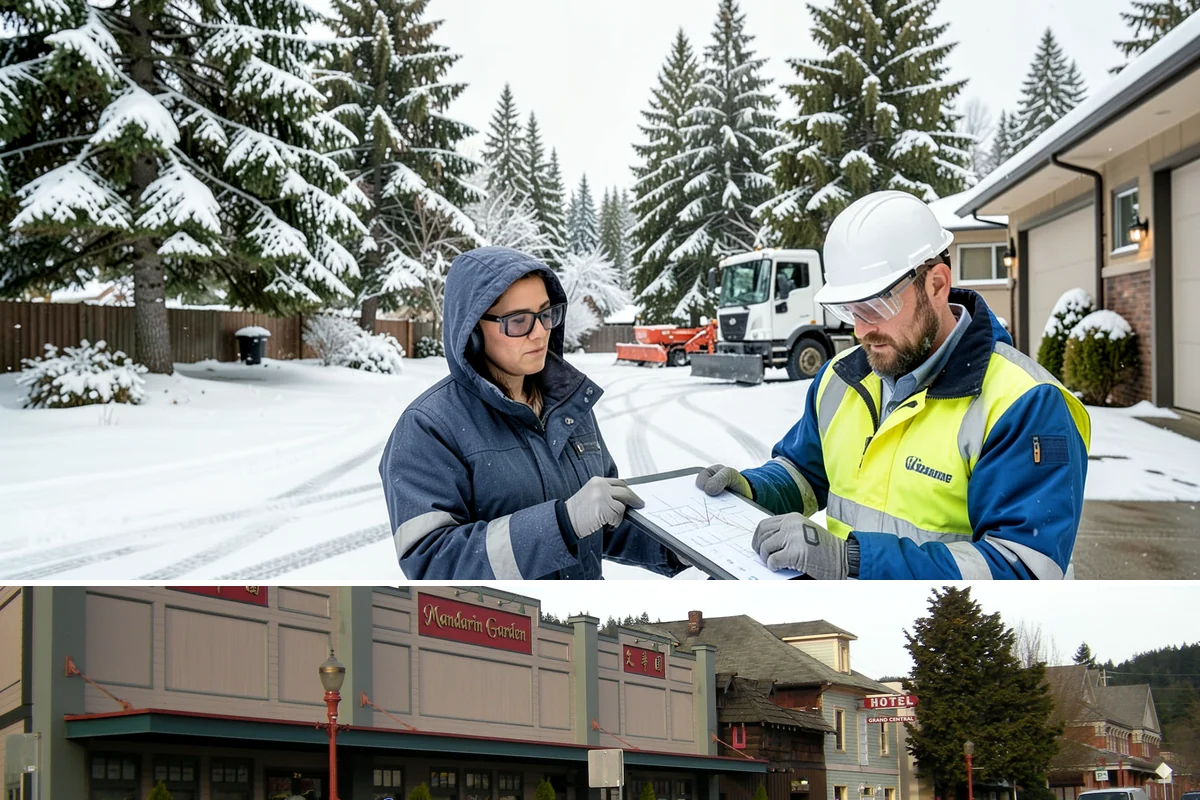 After-Hours Snow Removal in Issaquah, King County, WA - This service is in highest demand during December and January, when evening snow and hard overnight freezes coincide.