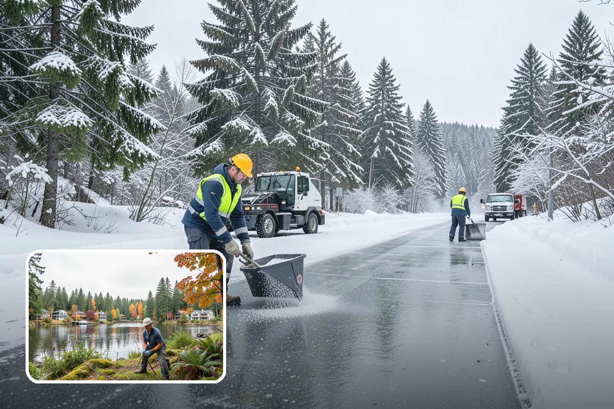 After-Hours Snow Removal in La Conner, Skagit County, WA - Clearing completed before the next business day