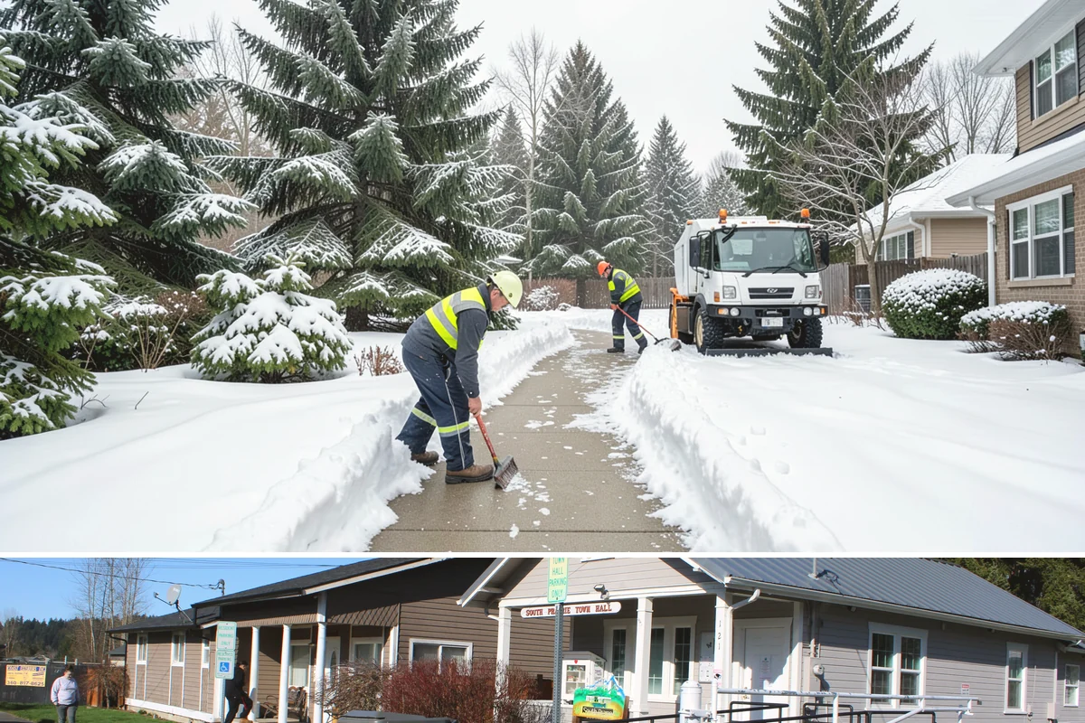 After-Hours Snow Removal in South Prairie, Pierce County, WA - This service is in highest demand during December and January, when evening snow and hard overnight freezes coincide.