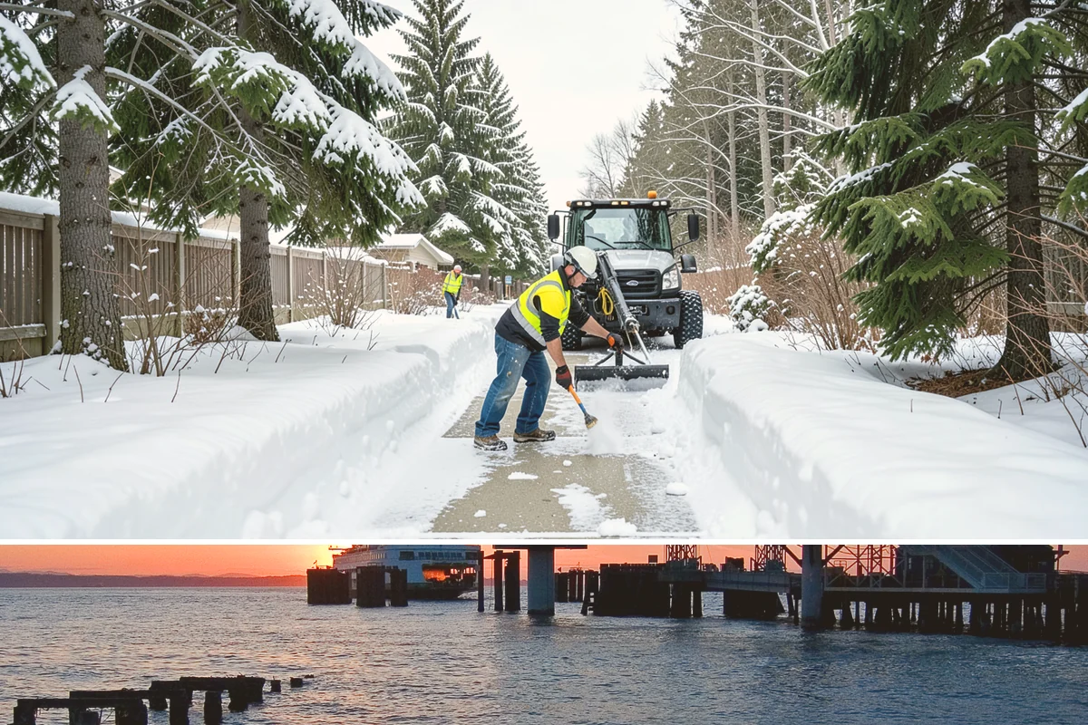 Airport Snow Removal in Edmonds, Snohomish County, WA - Ground-side snow demand peaks December through February when lowland systems move through the Sound.