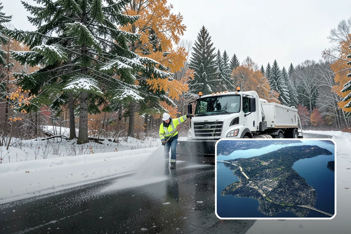 Airport Snow Removal in Mercer Island, King County, WA - Terminal curbs and passenger drop-offs kept flowing