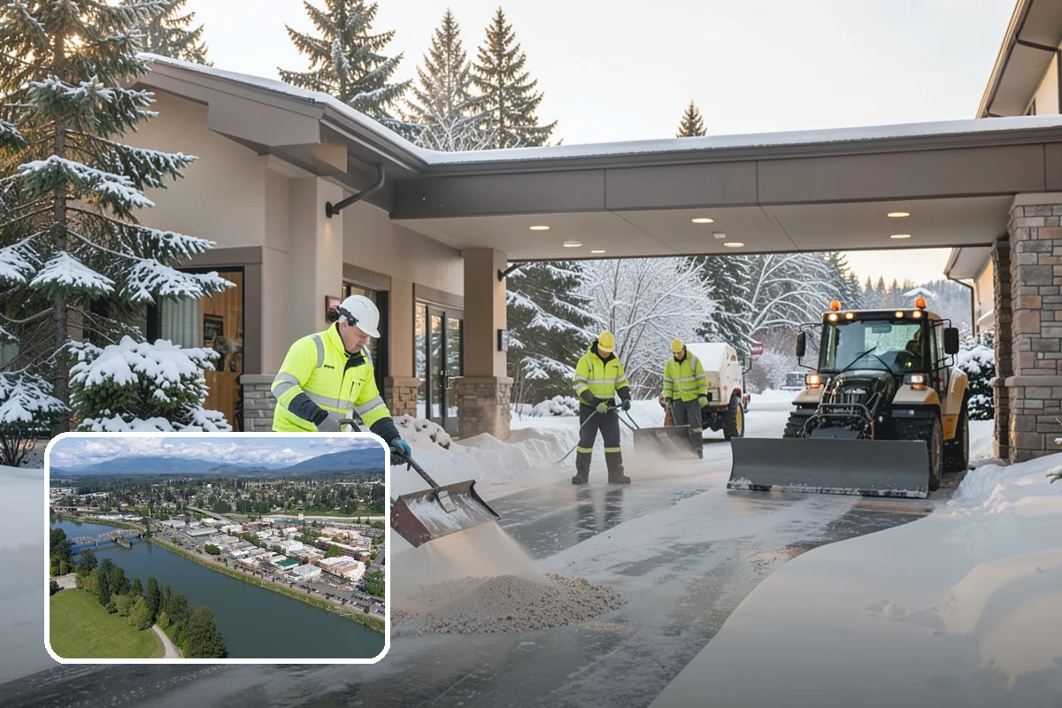 Airport Snow Removal in Mount Vernon, Skagit County, WA - Terminal curbs and passenger drop-offs kept flowing