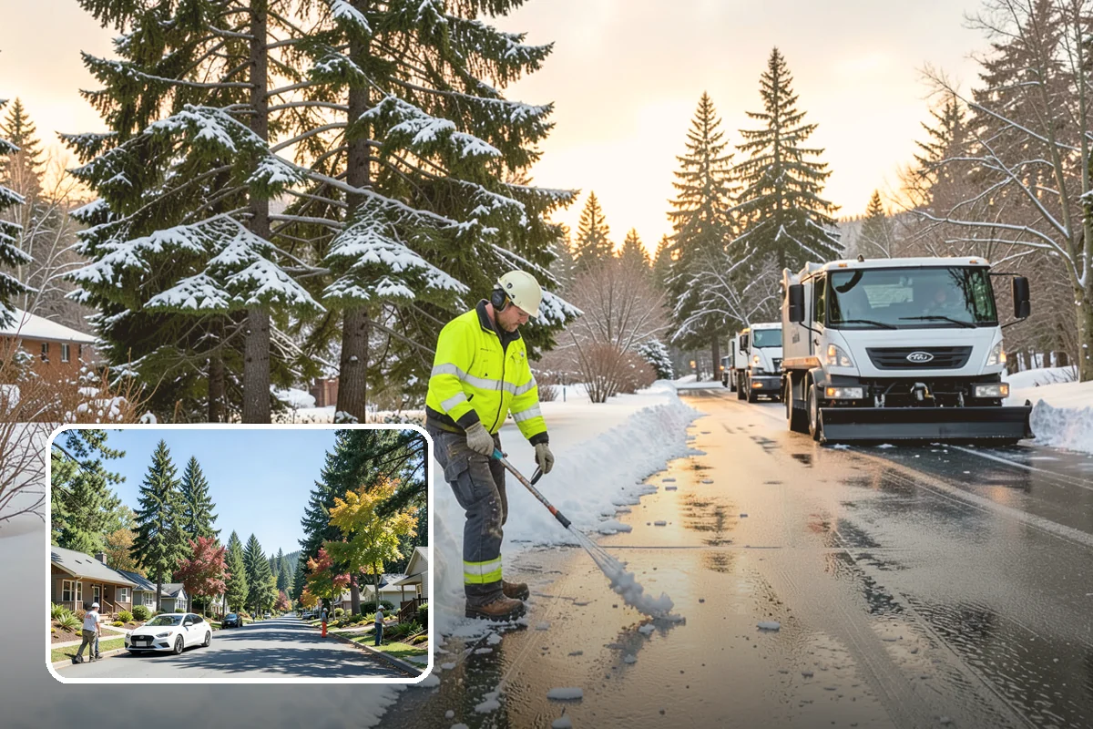 Airport Snow Removal in Orting, Pierce County, WA - Terminal curbs and passenger drop-offs kept flowing
